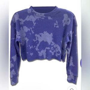 Tye dye cropped waffle knit top